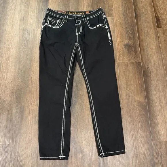 Rock Revival ELIAS Straight Black Jeans Mens 38 CUSTOM WAIST (See Measurements) - Picture 1 of 14